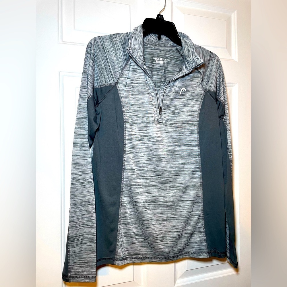 Head Womans Long Sleeve 1/2 Zip Top Sz Large NWT 2 Tone Heather Gray Dri Motion